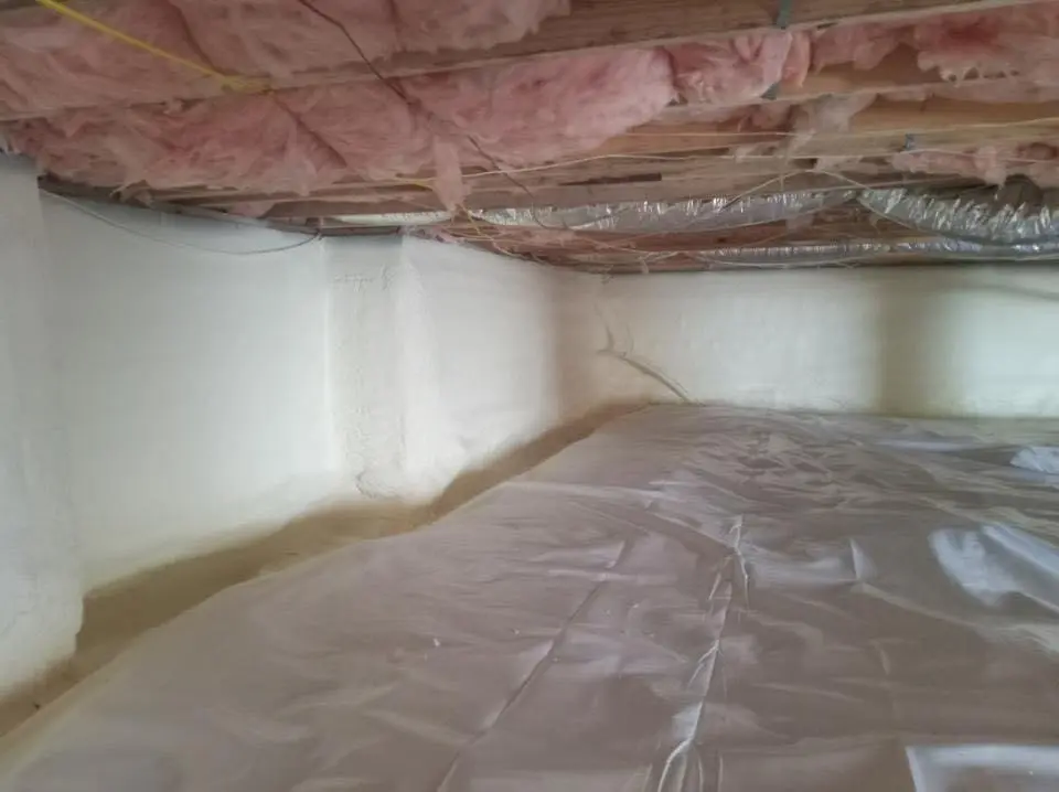 Crawl space encapsulation with closed-cell spray foam for Roof Leak Repair in Ewing